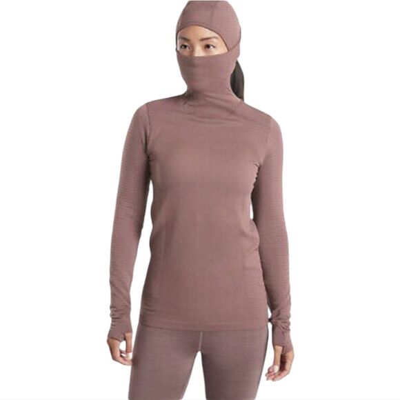 Athleta -1757 Women's Flurry Balaclava Rib Mix Solid Smoked Almond Brown Size XS - Picture 1 of 10